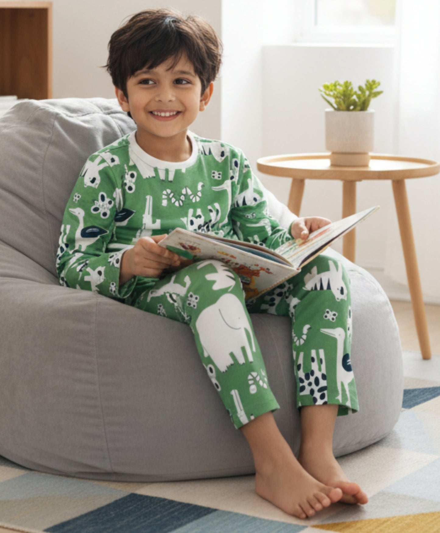 ANIMAL GREEN BOYS LONG SLEEVE PYJAMA SET - GREEN