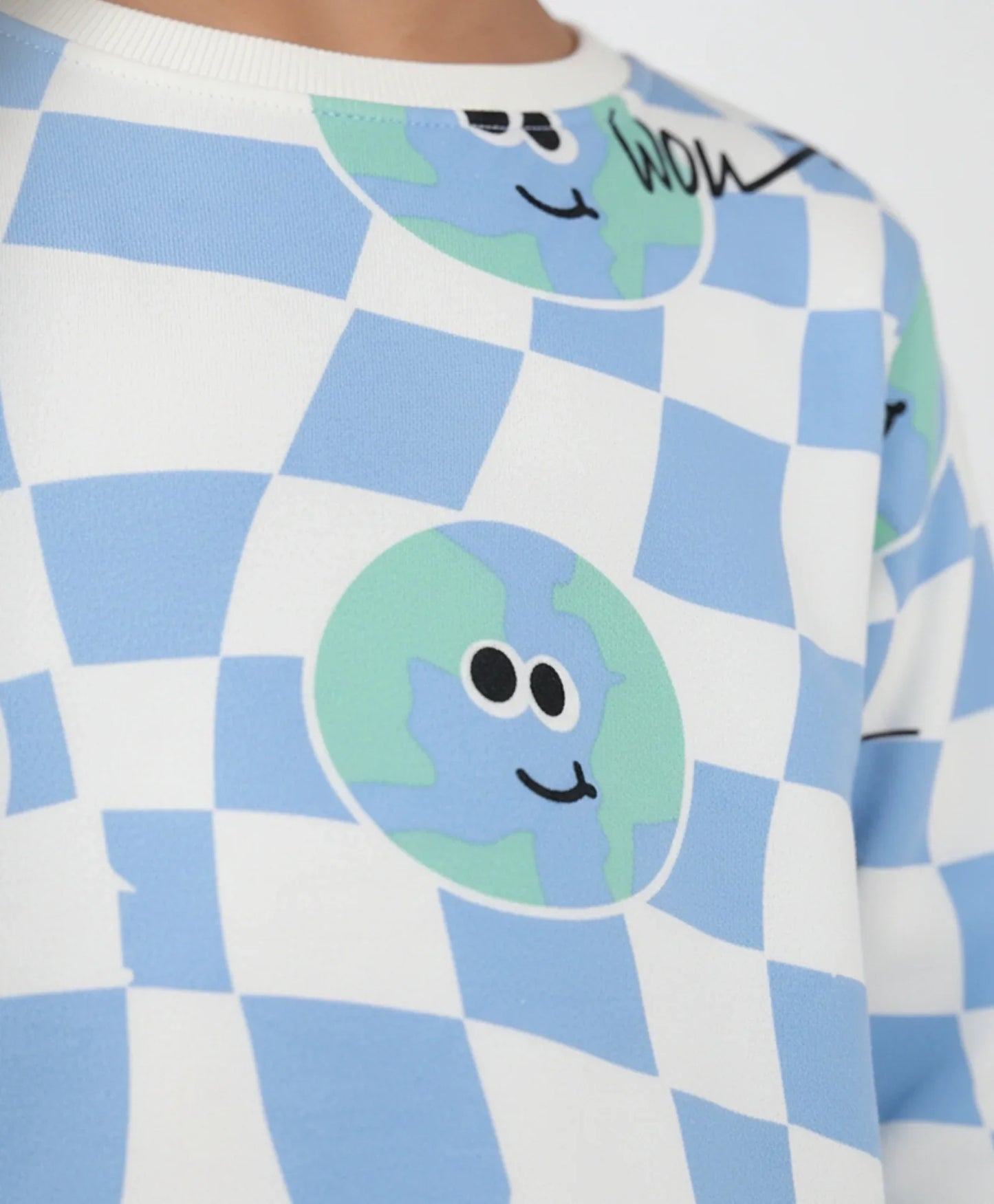 GLOBE CHECK BOYS FLEECE SWEATSHIRT - BLUE