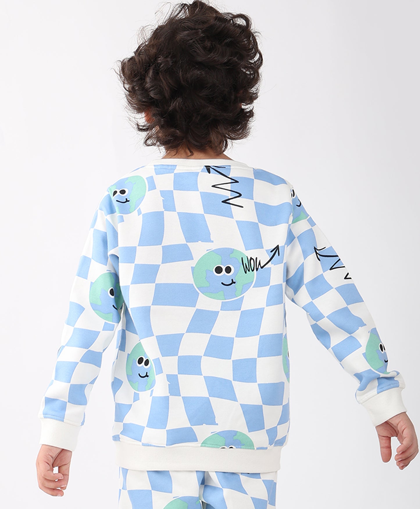 GLOBE CHECK BOYS FLEECE SWEATSHIRT - BLUE