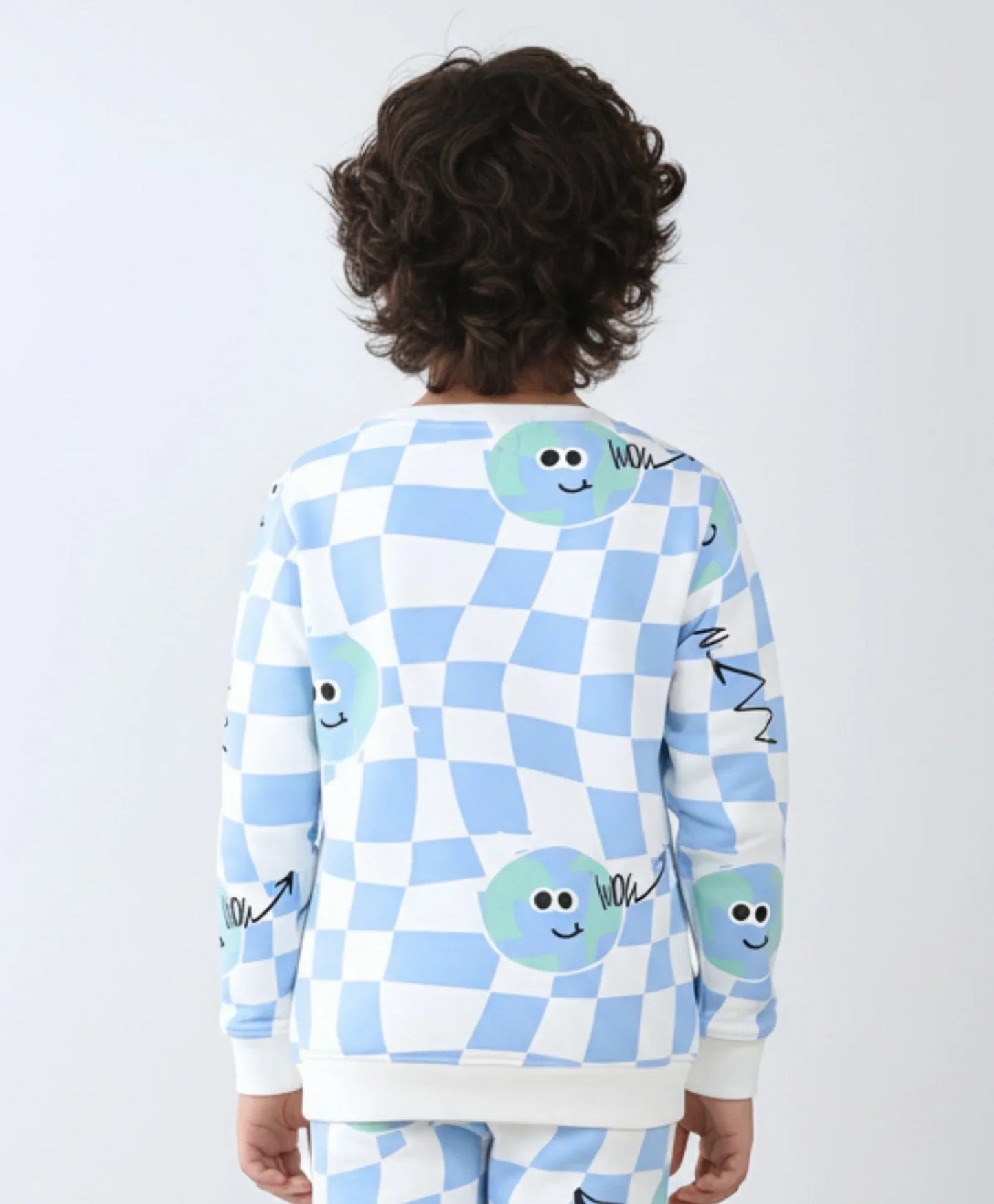 GLOBE CHECK BOYS FLEECE SWEATSHIRT - BLUE