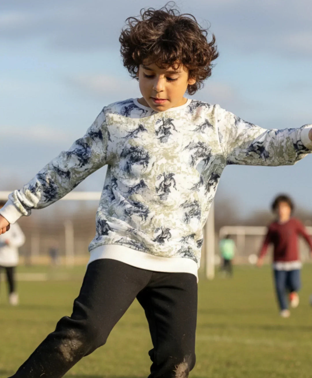 BLACK BLUE LIGHTING BOYS FLEECE SWEATSHIRT - BLUE - Anthrilo 