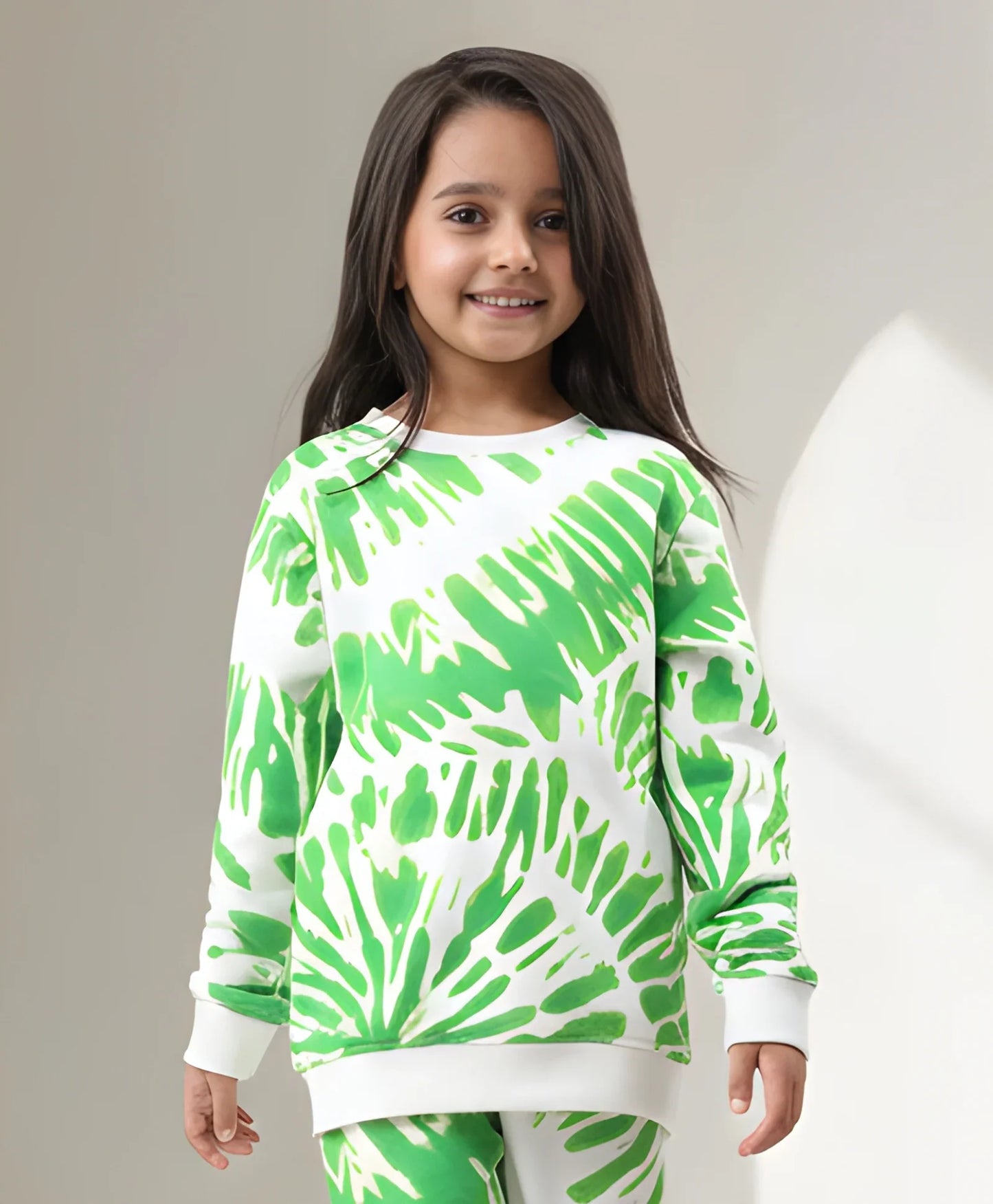 GREEN SWIRL GIRLS FLEECE SWEATSHIRT - GREEN
