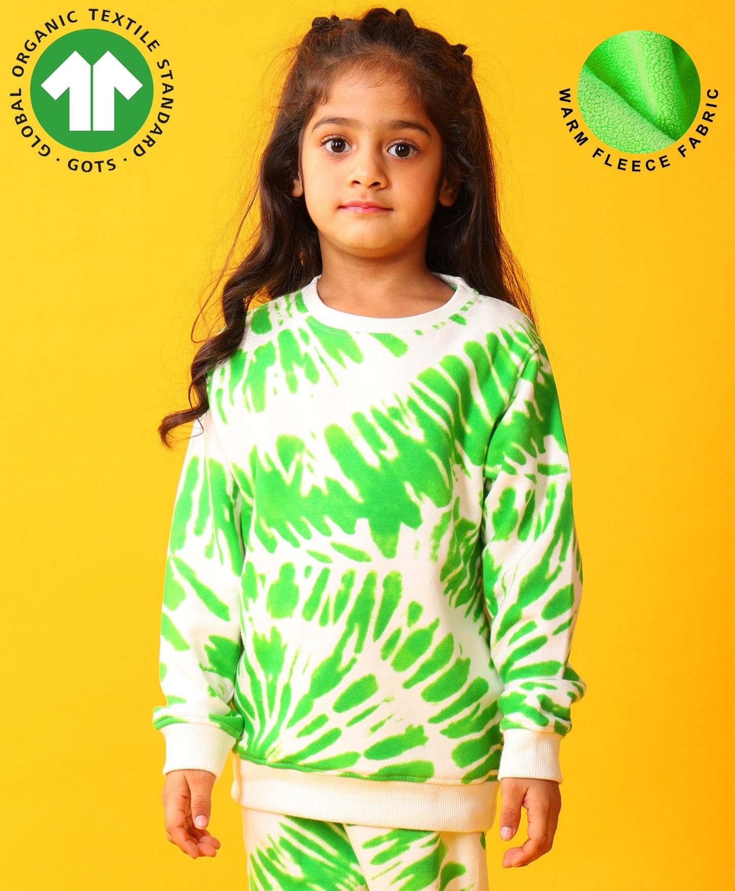 GREEN SWIRL GIRLS FLEECE SWEATSHIRT - GREEN
