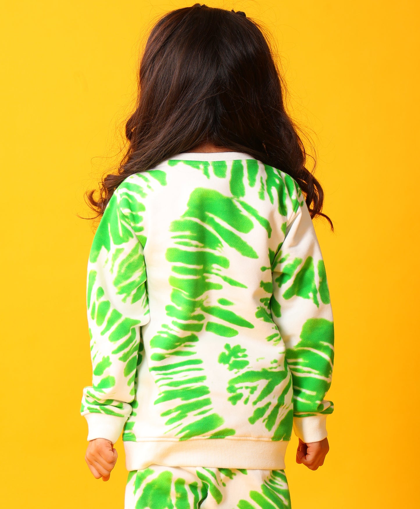 GREEN SWIRL GIRLS FLEECE SWEATSHIRT - GREEN