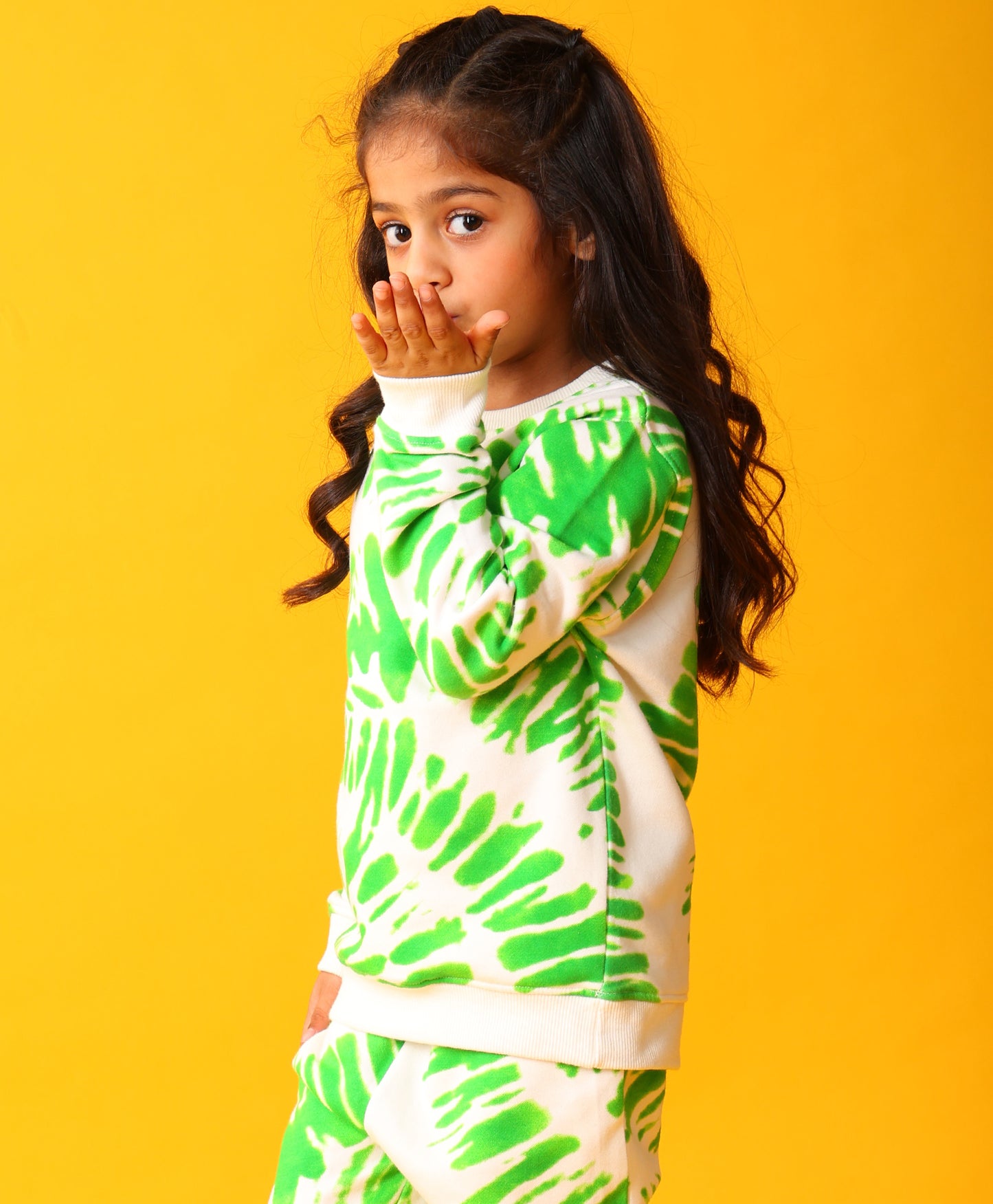 GREEN SWIRL GIRLS FLEECE SWEATSHIRT - GREEN
