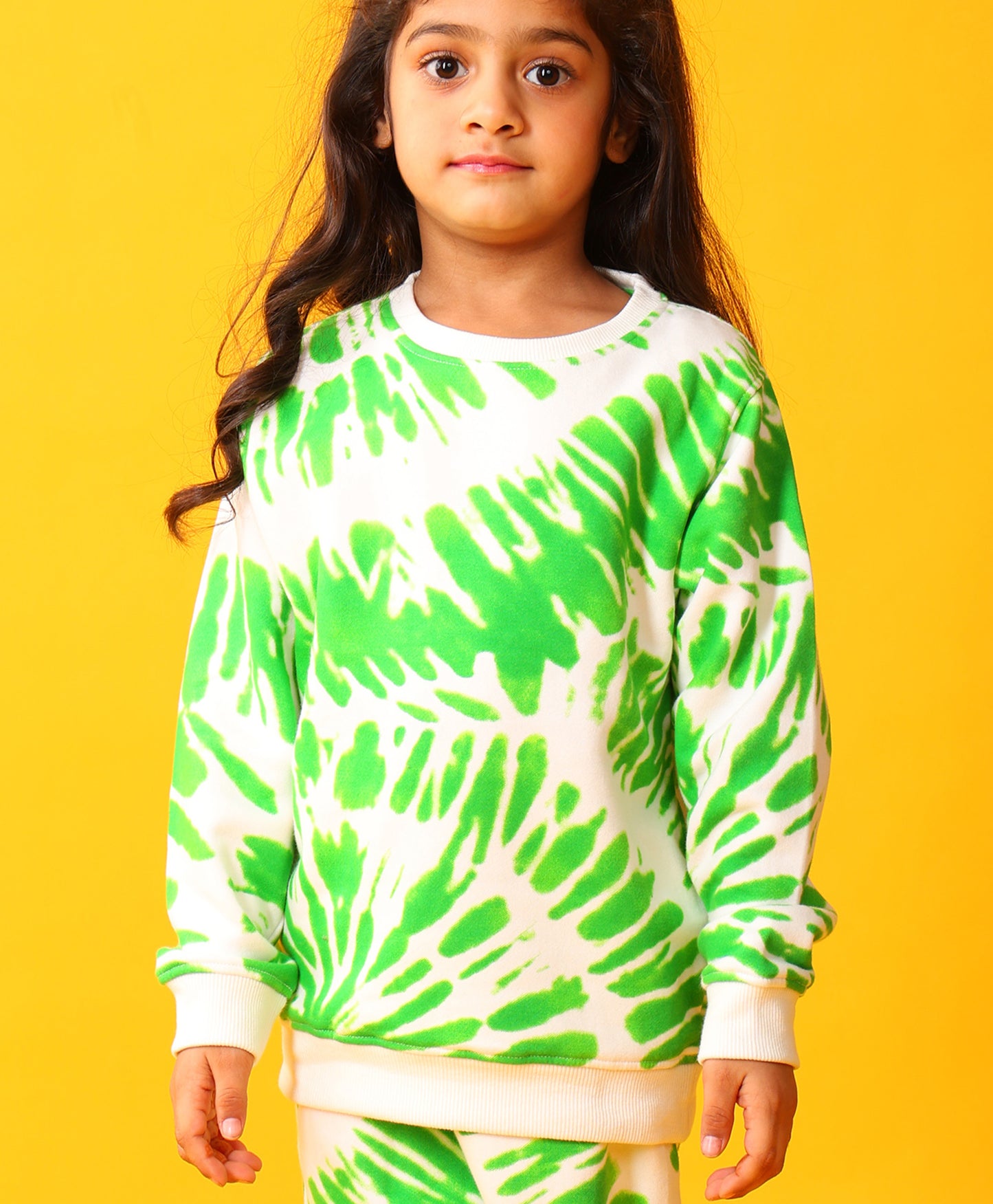 GREEN SWIRL GIRLS FLEECE SWEATSHIRT - GREEN