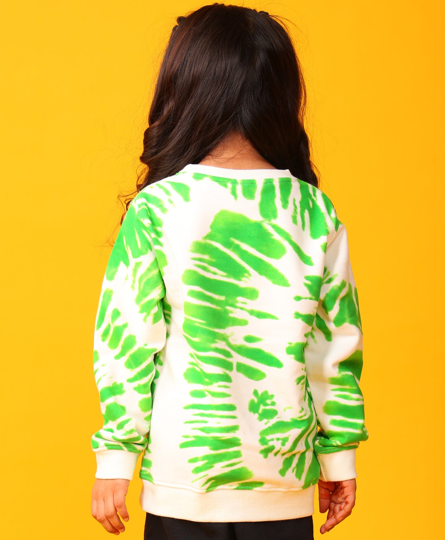 GREEN SWIRL GIRLS FLEECE SWEATSHIRT - GREEN