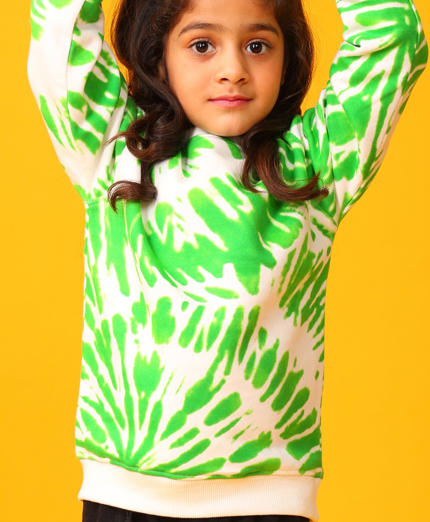 GREEN SWIRL GIRLS FLEECE SWEATSHIRT - GREEN