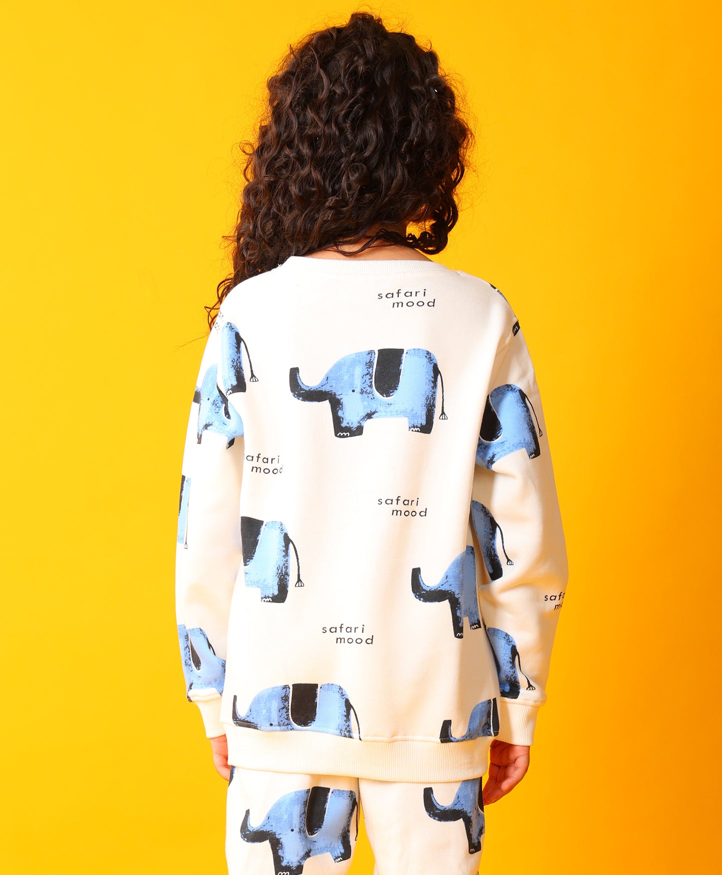 ELEPHANT SAFARI GIRLS FLEECE SWEATSHIRT - WHITE