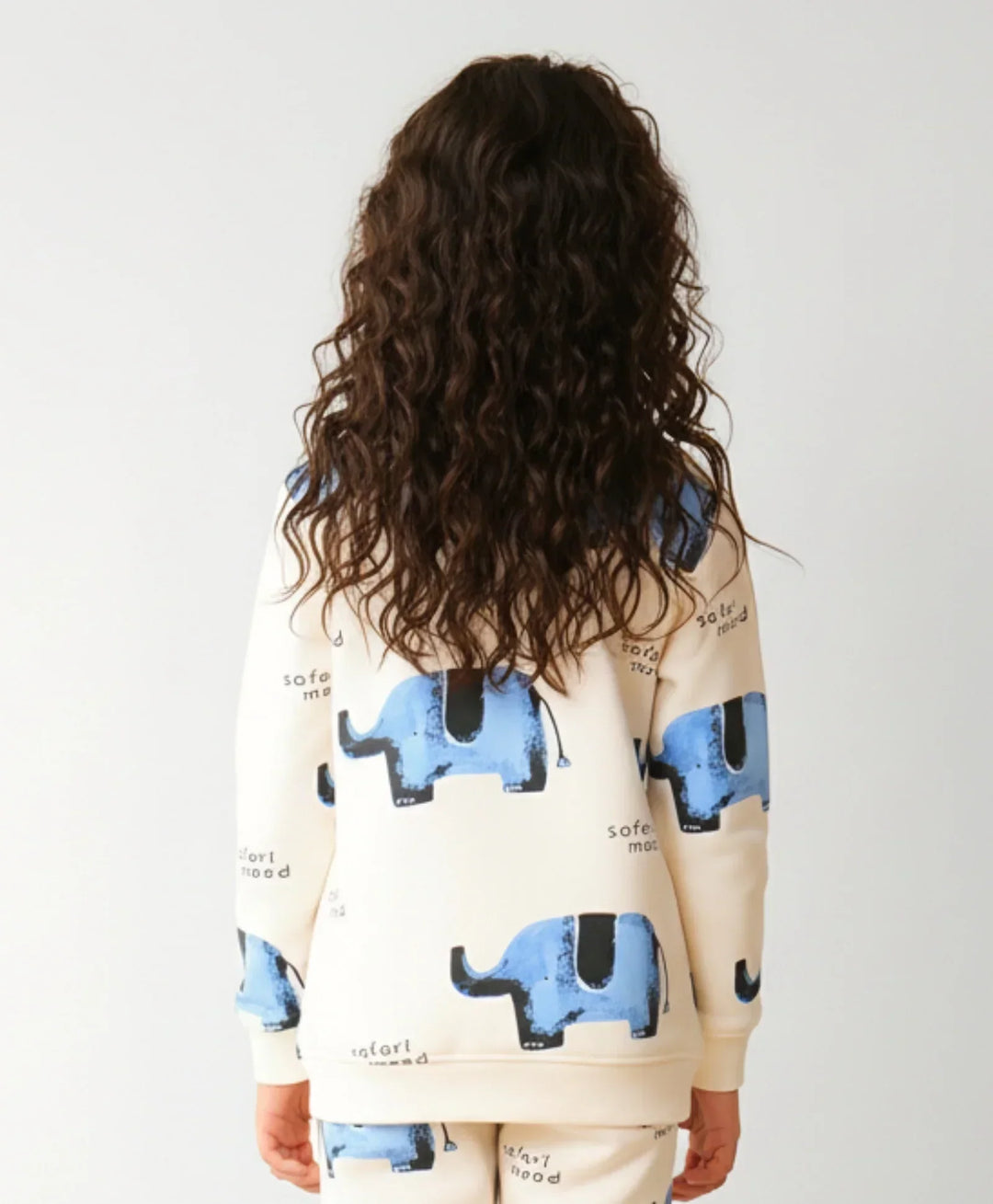 ELEPHANT SAFARI GIRLS FLEECE SWEATSHIRT - WHITE - Anthrilo 
