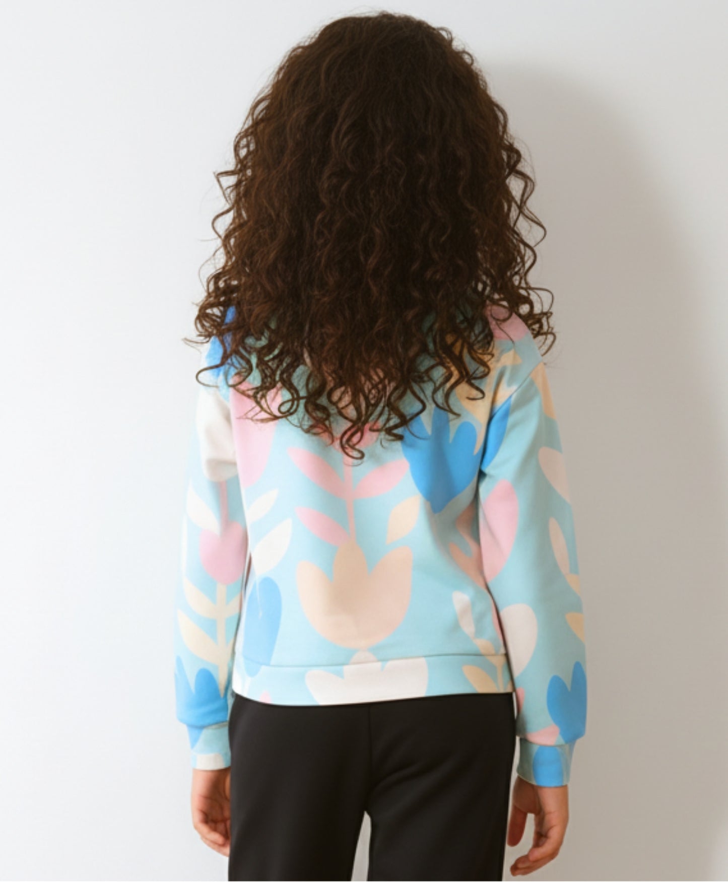 AQUA FLOWER LONG SLEEVE GIRLS T-SHIRT - AQUA - Anthrilo 
