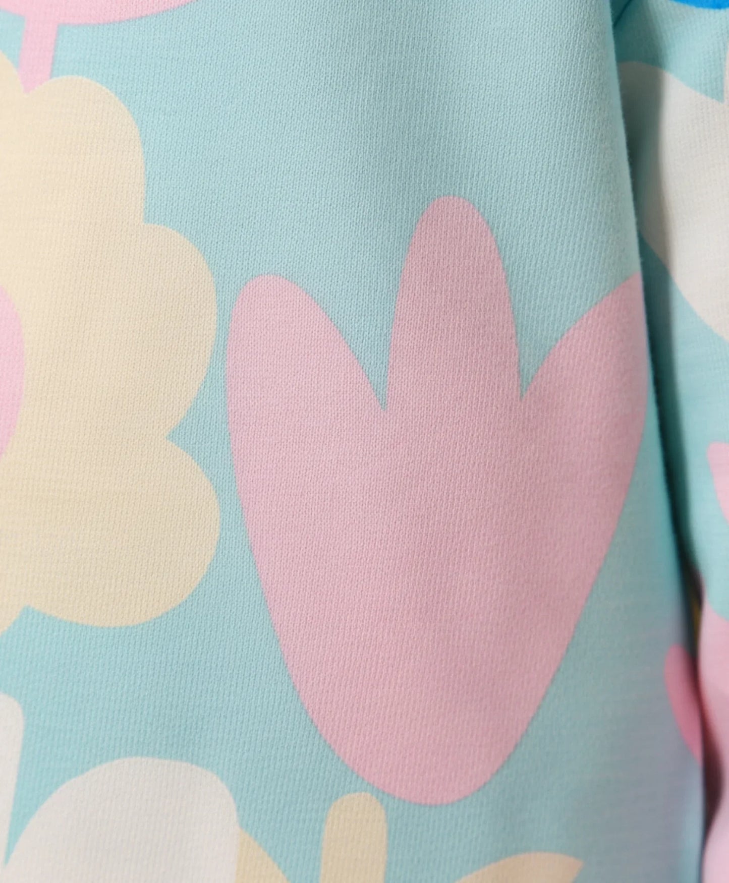 AQUA FLOWER LONG SLEEVE GIRLS T-SHIRT - AQUA