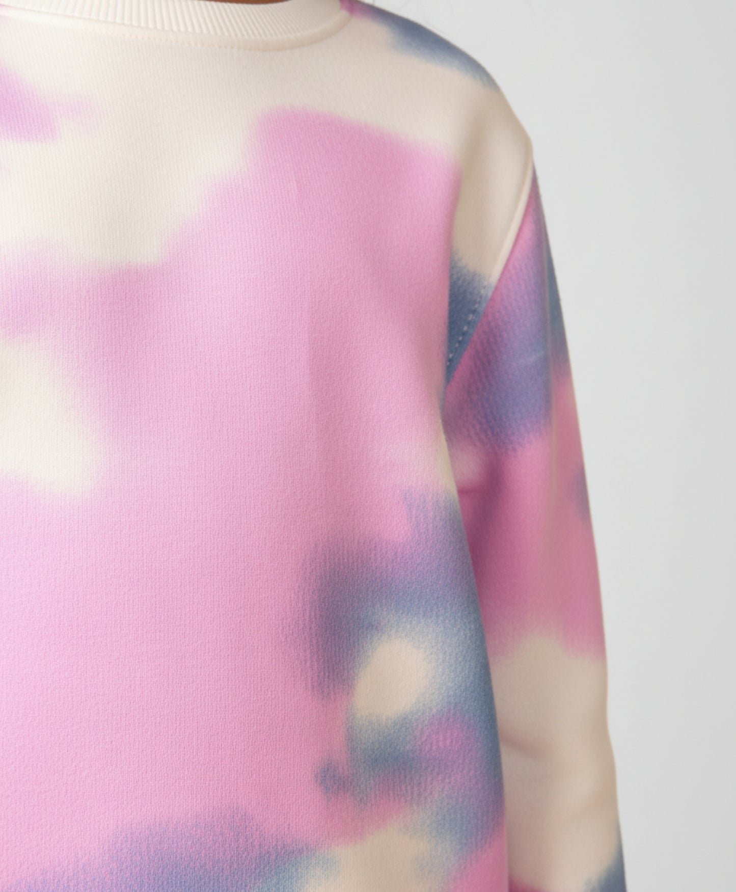 BLUE PINK TIE DYE GIRLS FLEECE SWEATSHIRT - WHITE