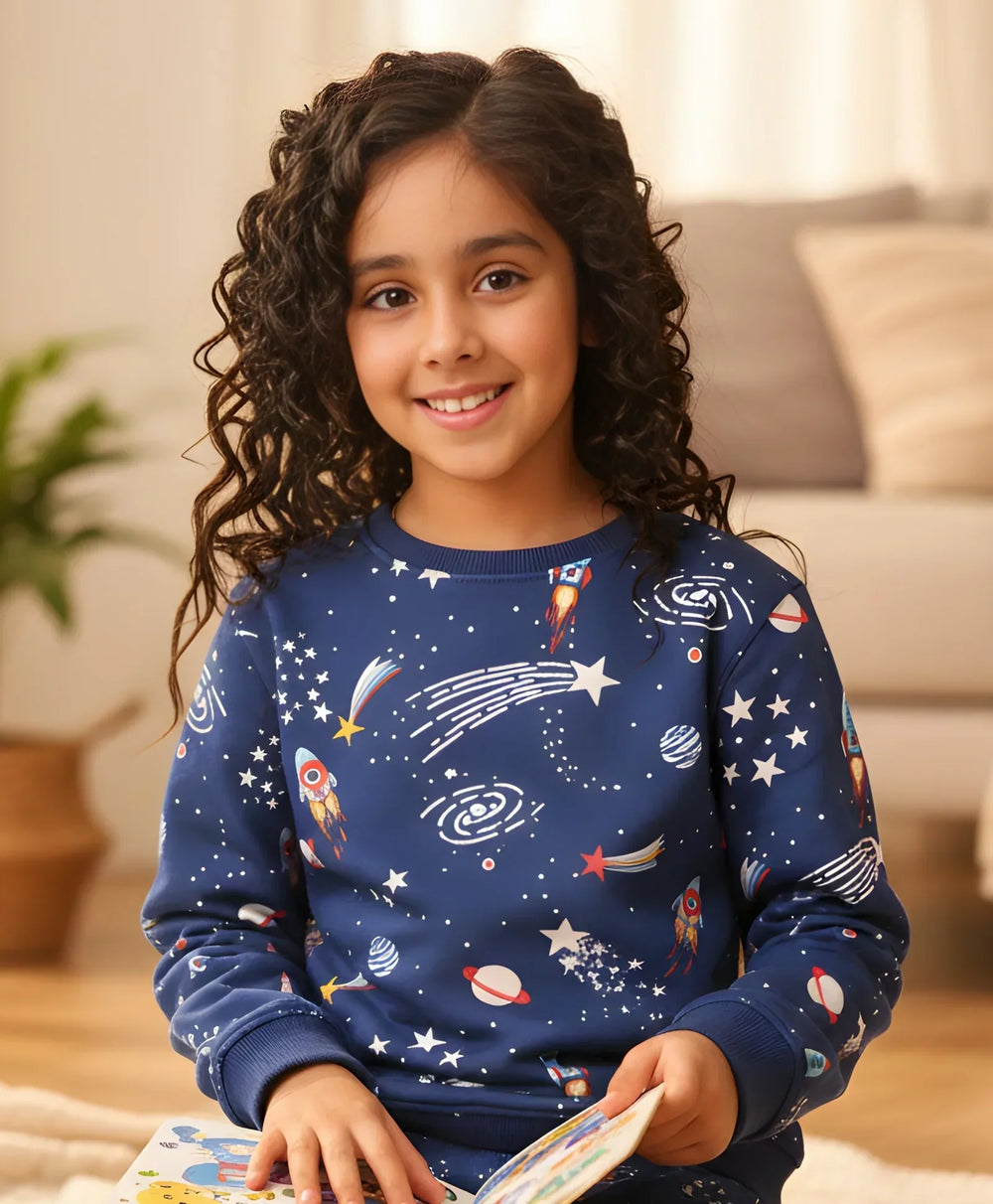 SOLAR DREAMS GIRLS FLEECE SWEATSHIRT - BLUE - Anthrilo 