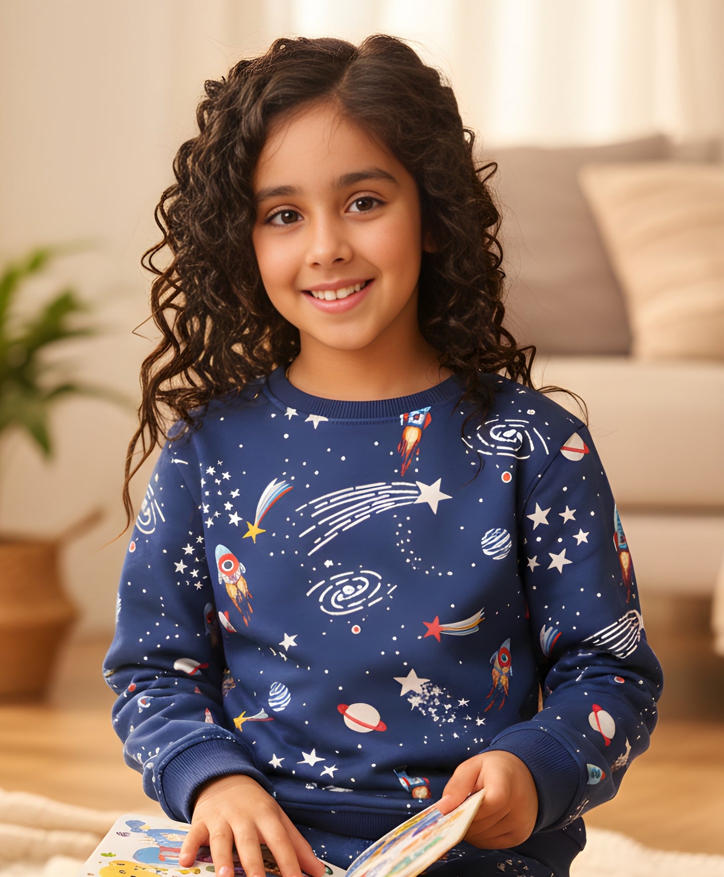SOLAR DREAMS GIRLS FLEECE SWEATSHIRT - BLUE
