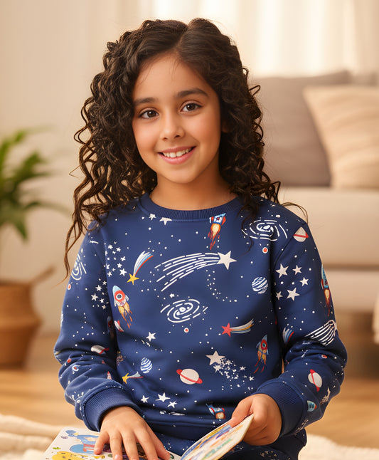 SOLAR DREAMS GIRLS FLEECE SWEATSHIRT - BLUE