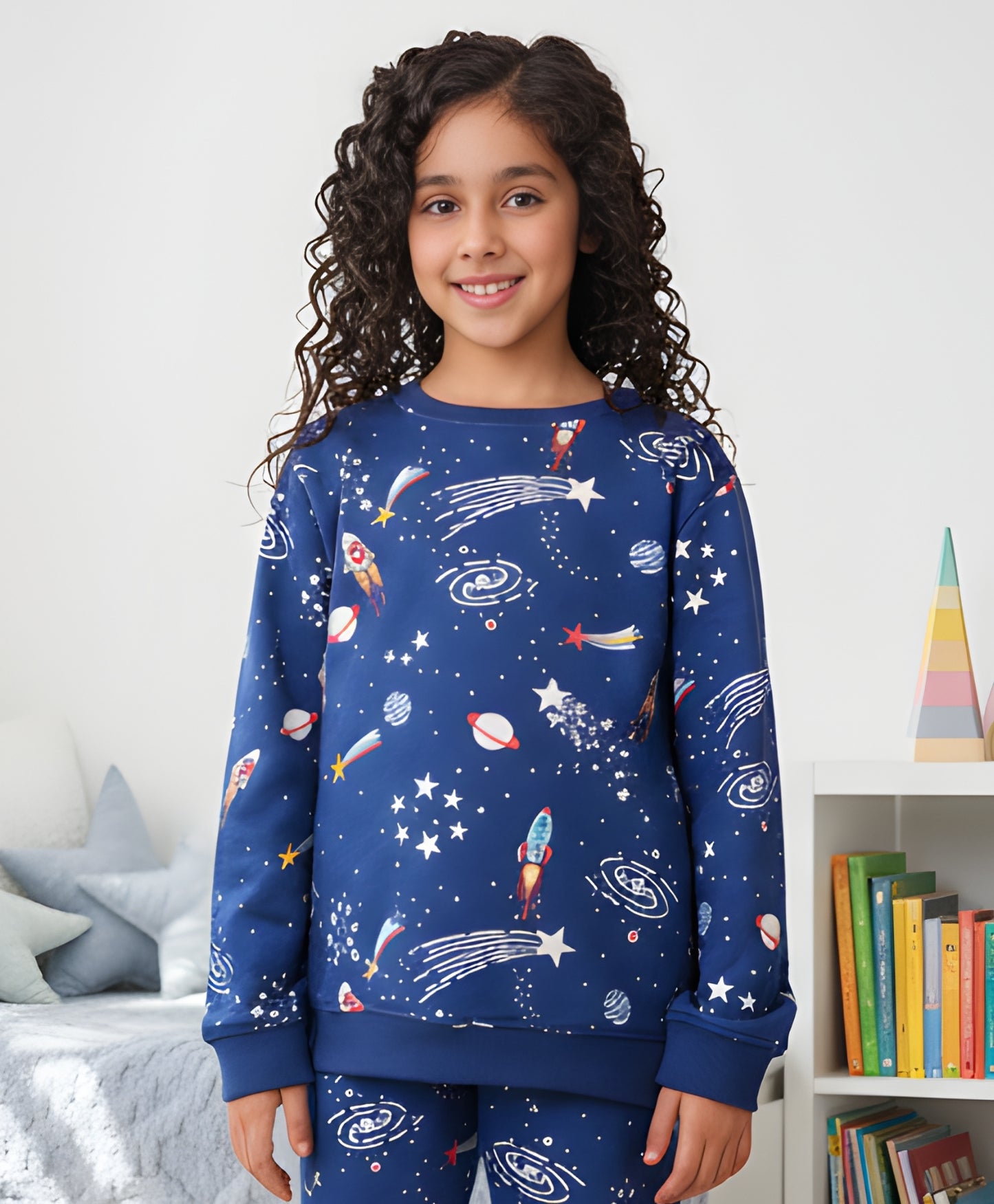 SOLAR DREAMS GIRLS FLEECE SWEATSHIRT - BLUE