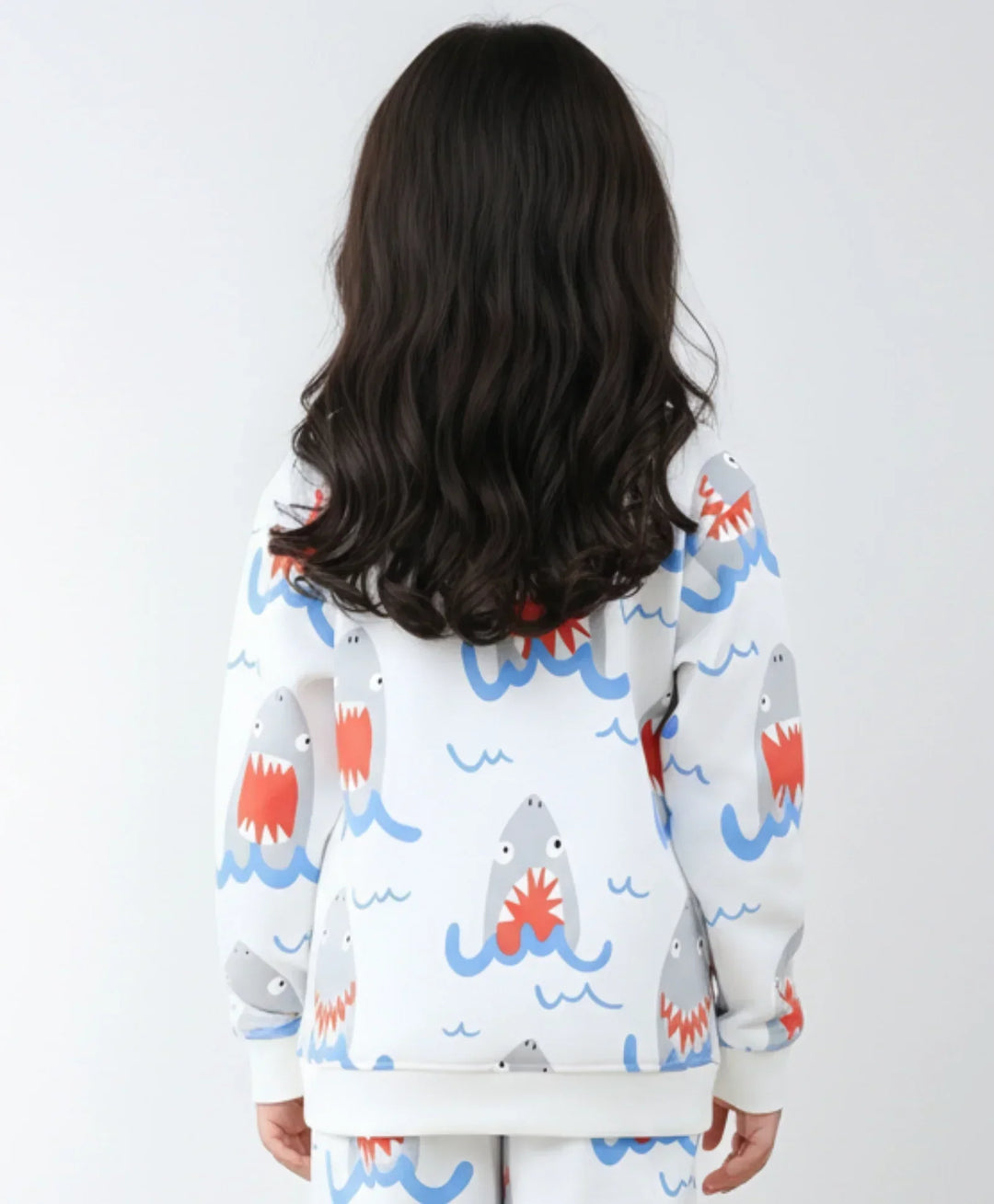 SLEEPY SHARK GIRLS FLEECE SWEATSHIRT - OFF WHITE - Anthrilo 
