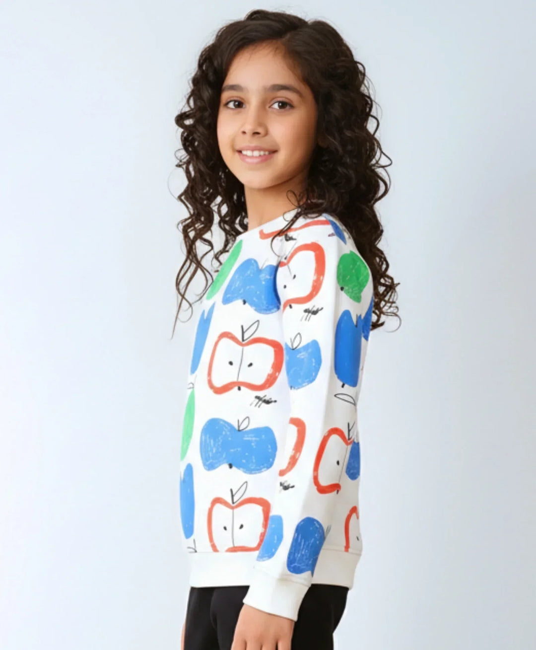 APPLE PEAR GIRLS FLEECE SWEATSHIRT - WHITE - Anthrilo 