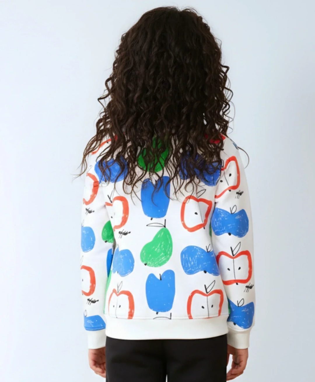 APPLE PEAR GIRLS FLEECE SWEATSHIRT - WHITE - Anthrilo 