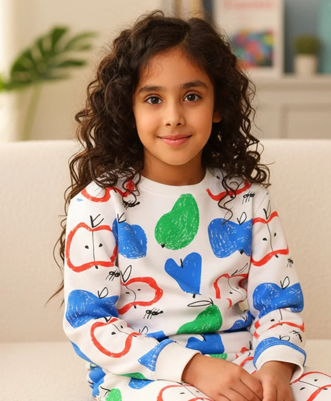 APPLE PEAR GIRLS FLEECE SWEATSHIRT - WHITE - Anthrilo 
