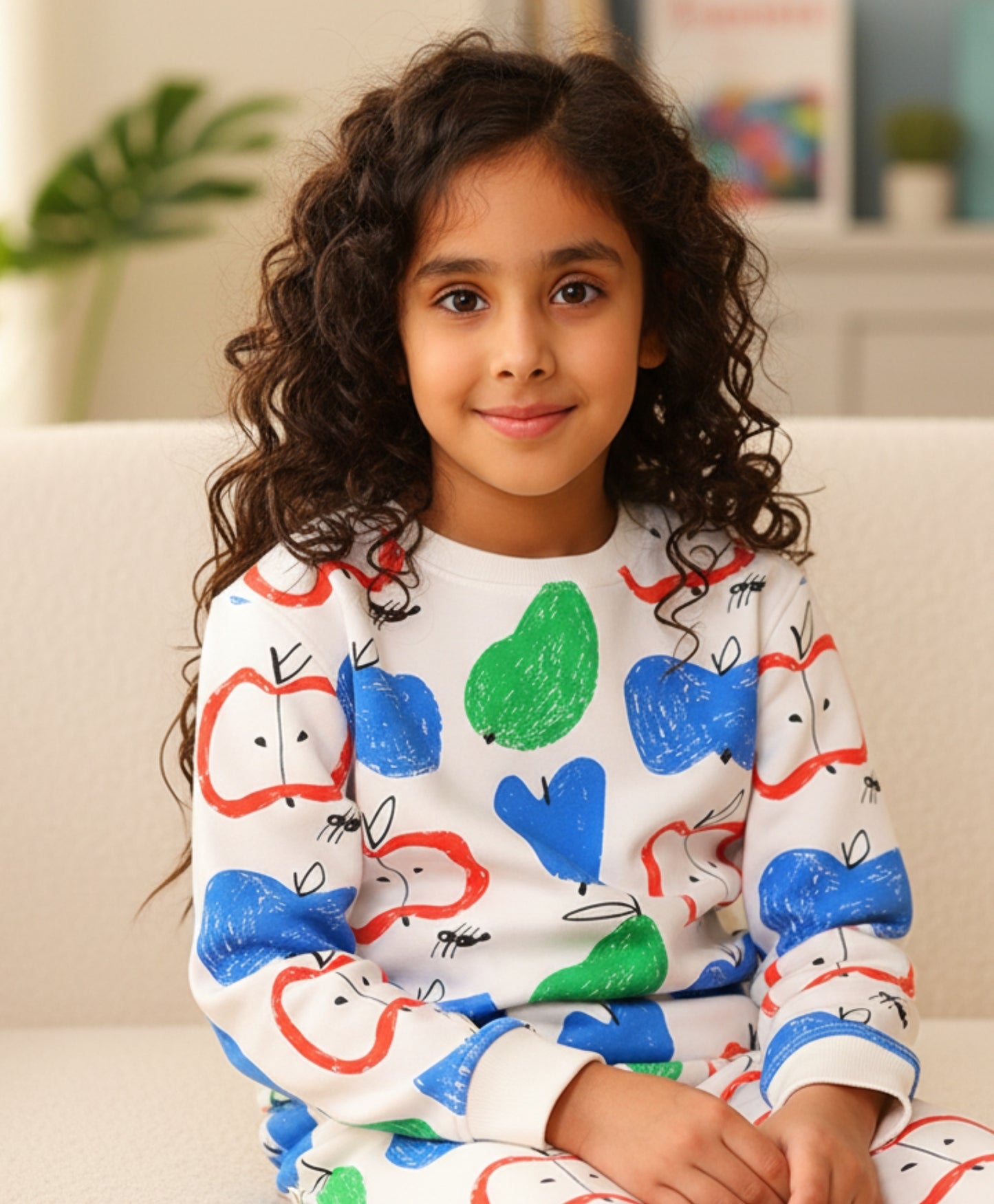 APPLE PEAR GIRLS FLEECE SWEATSHIRT - WHITE