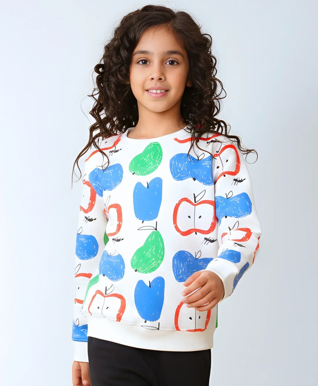 APPLE PEAR GIRLS FLEECE SWEATSHIRT - WHITE - Anthrilo 