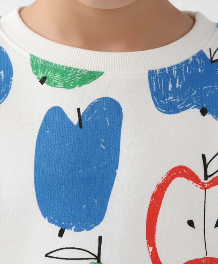 APPLE PEAR GIRLS FLEECE SWEATSHIRT - WHITE - Anthrilo 