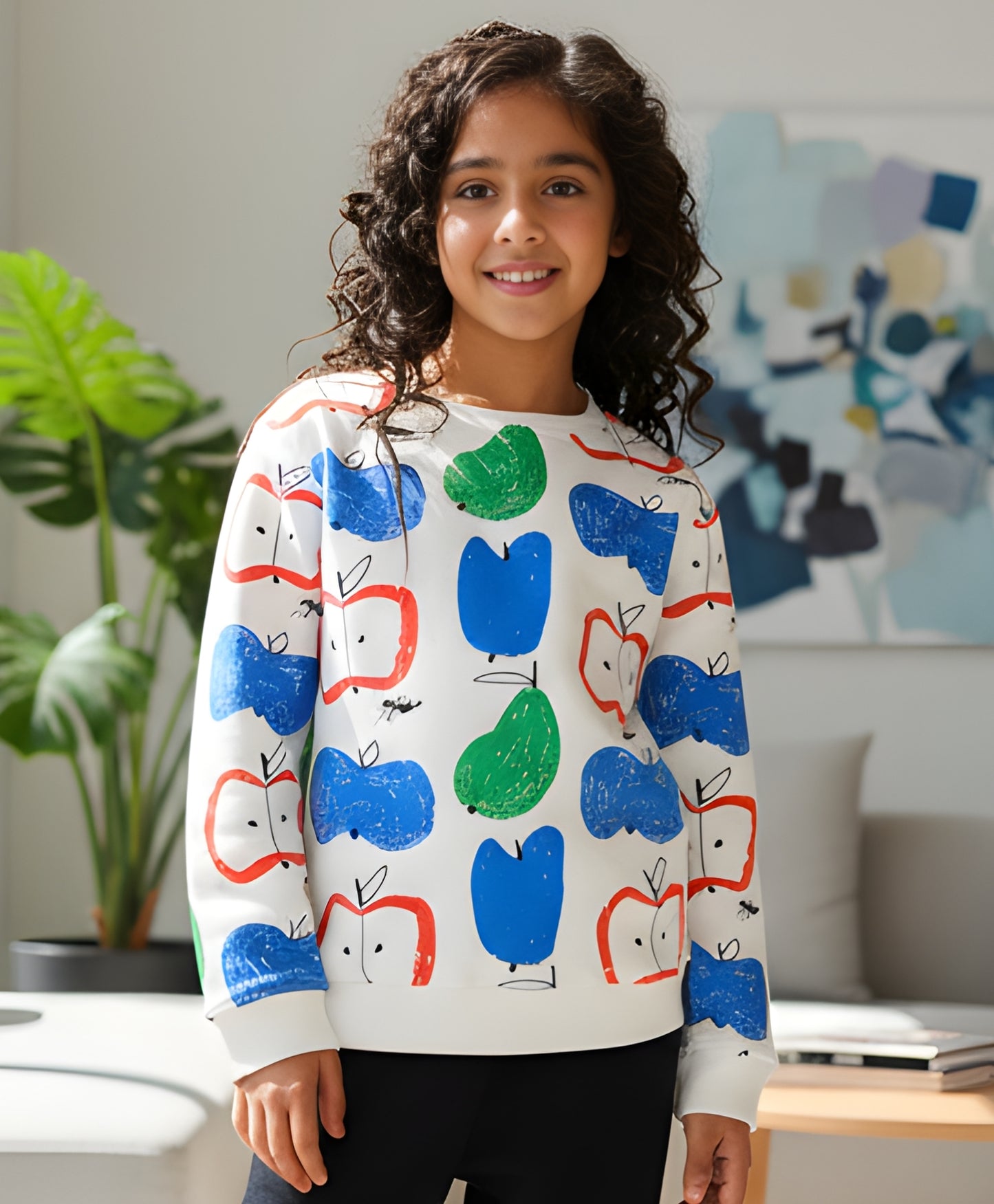 APPLE PEAR GIRLS FLEECE SWEATSHIRT - WHITE