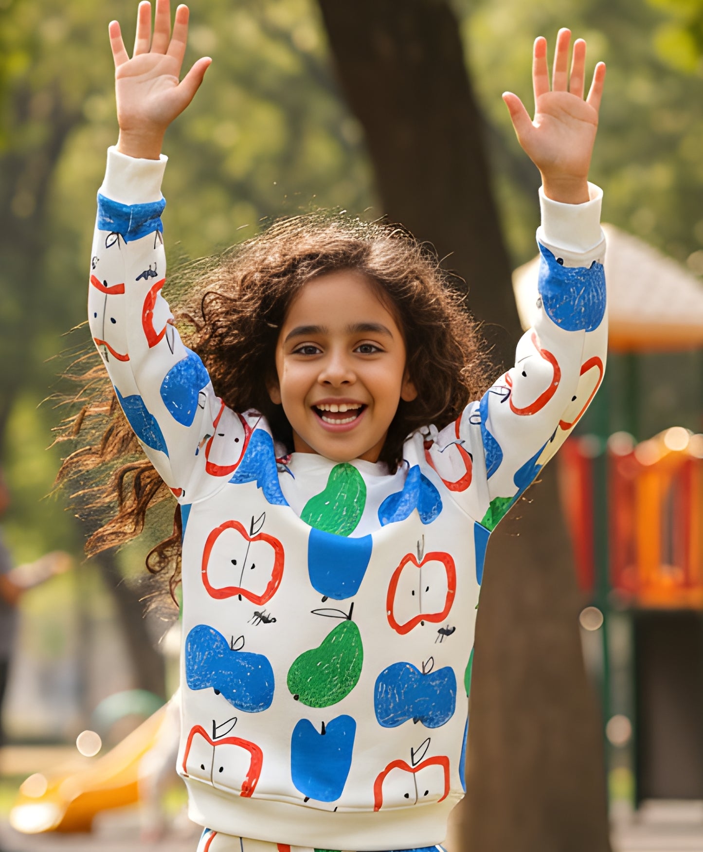 APPLE PEAR GIRLS FLEECE SWEATSHIRT - WHITE