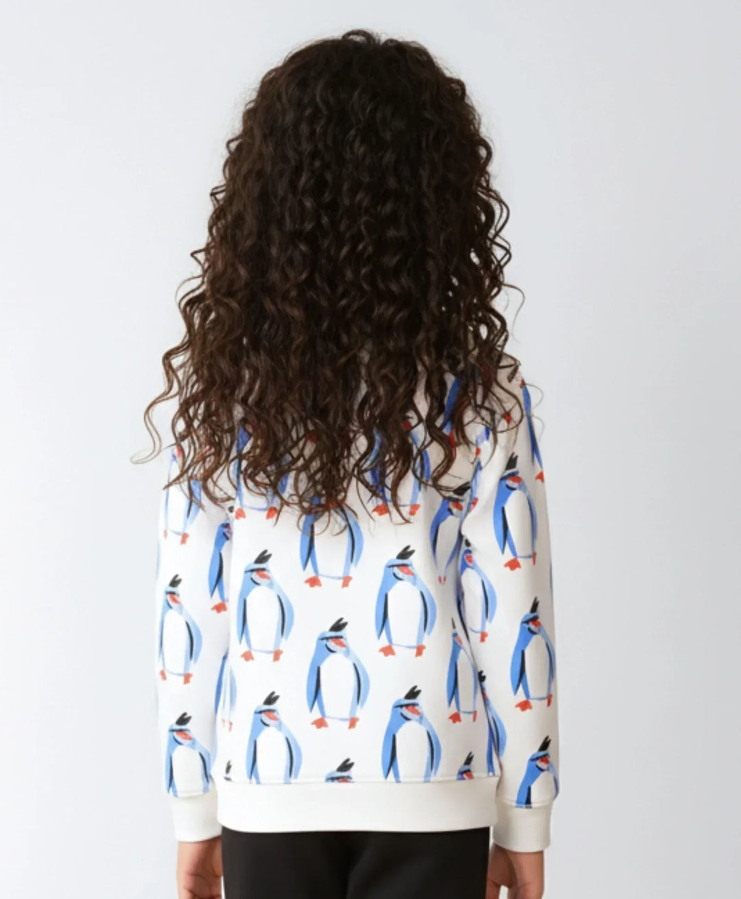 PENGUIN FLEECE GIRLS SWEATSHIRT - OFF WHITE - Anthrilo 