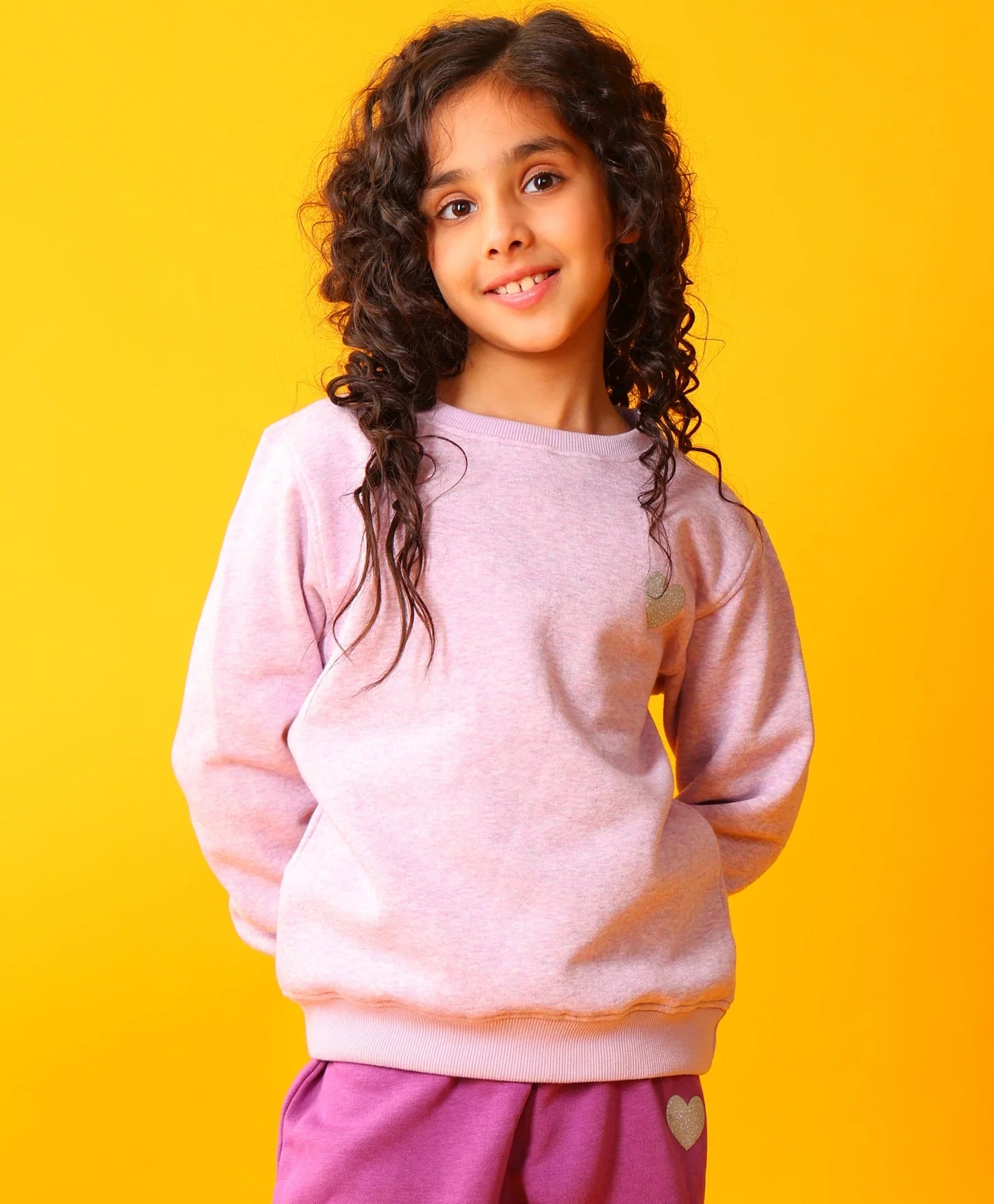 PURPLE MELANGE GIRLS FLEECE SWEATSHIRT - PURPLE