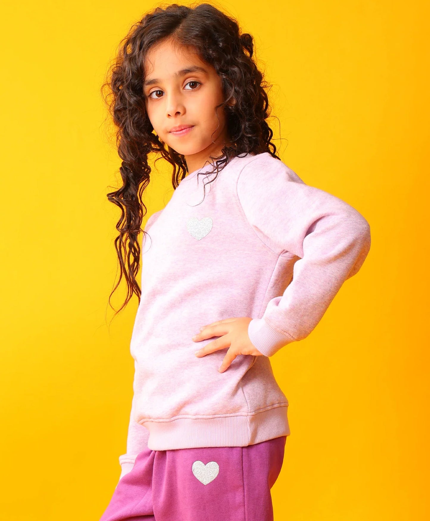 PURPLE MELANGE GIRLS FLEECE SWEATSHIRT - PURPLE