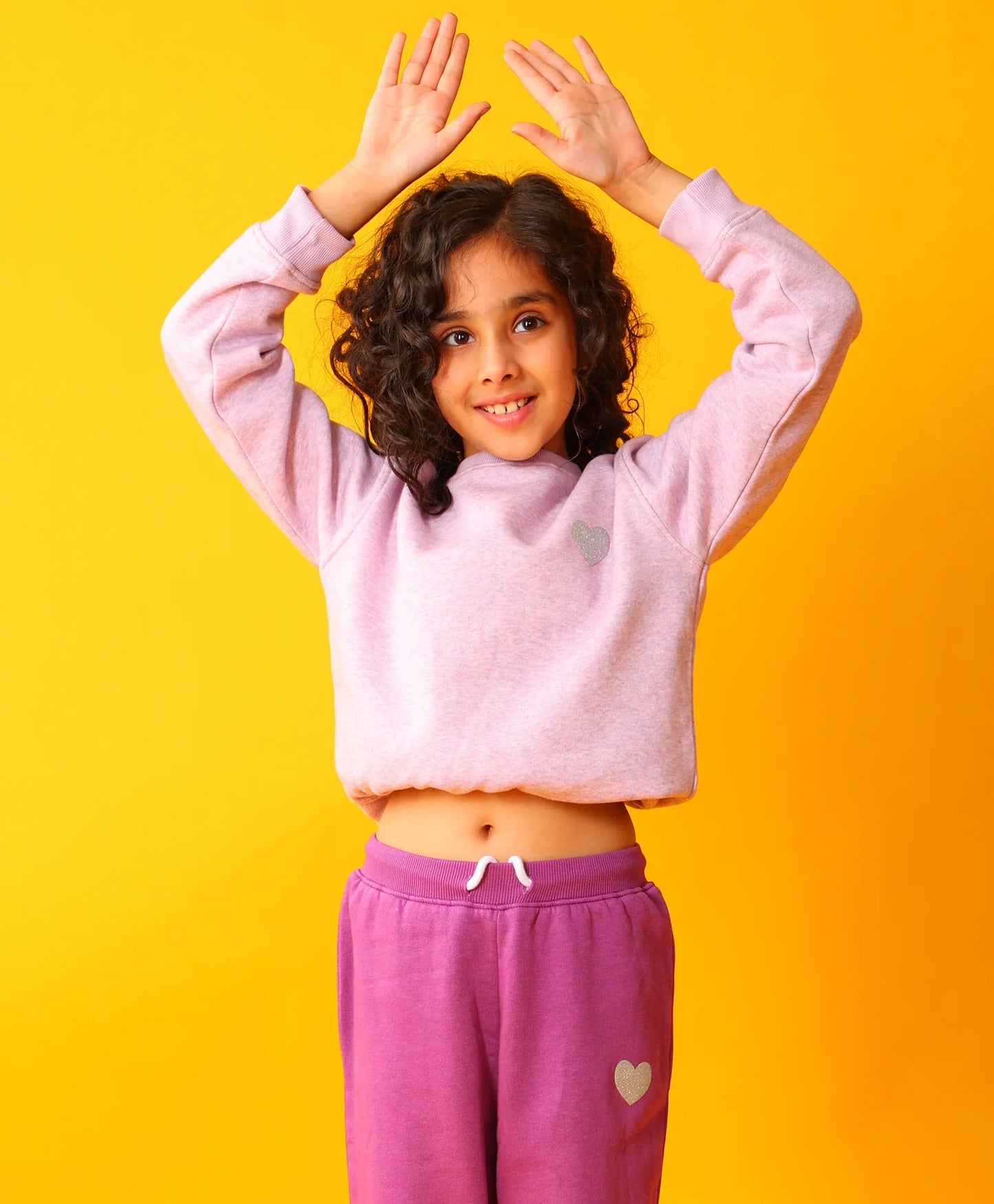 PURPLE MELANGE GIRLS FLEECE SWEATSHIRT - PURPLE