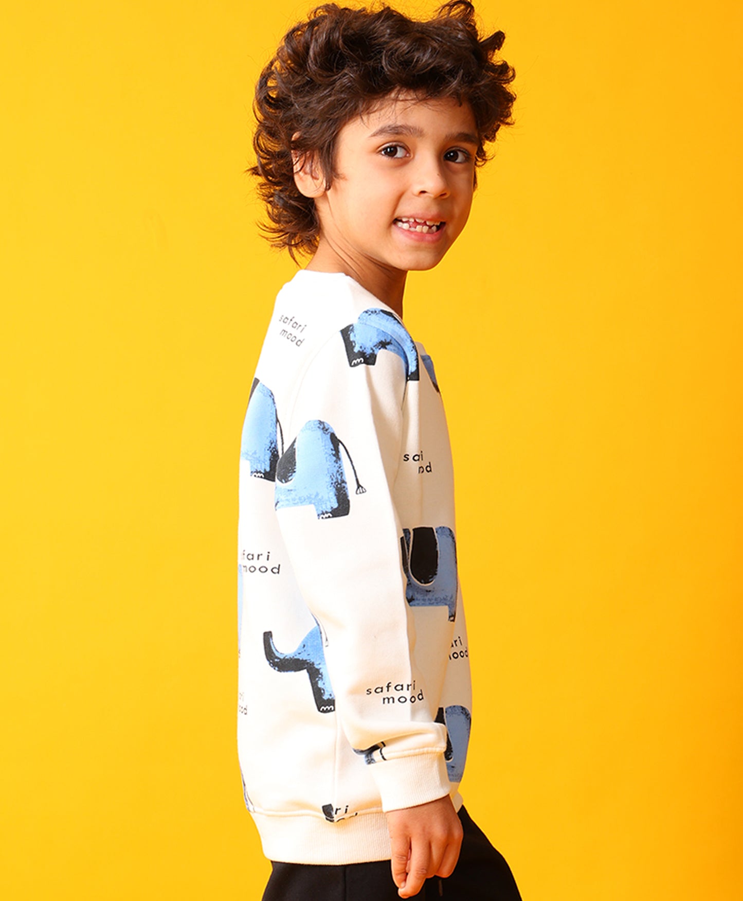 ELEPHANT SAFARI FLEECE SWEATSHIRT -OFF WHITE