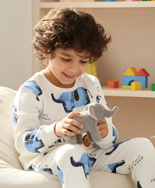 ELEPHANT SAFARI FLEECE SWEATSHIRT -OFF WHITE - Anthrilo 