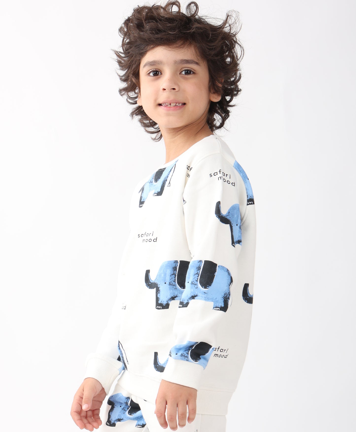 ELEPHANT SAFARI FLEECE SWEATSHIRT -OFF WHITE