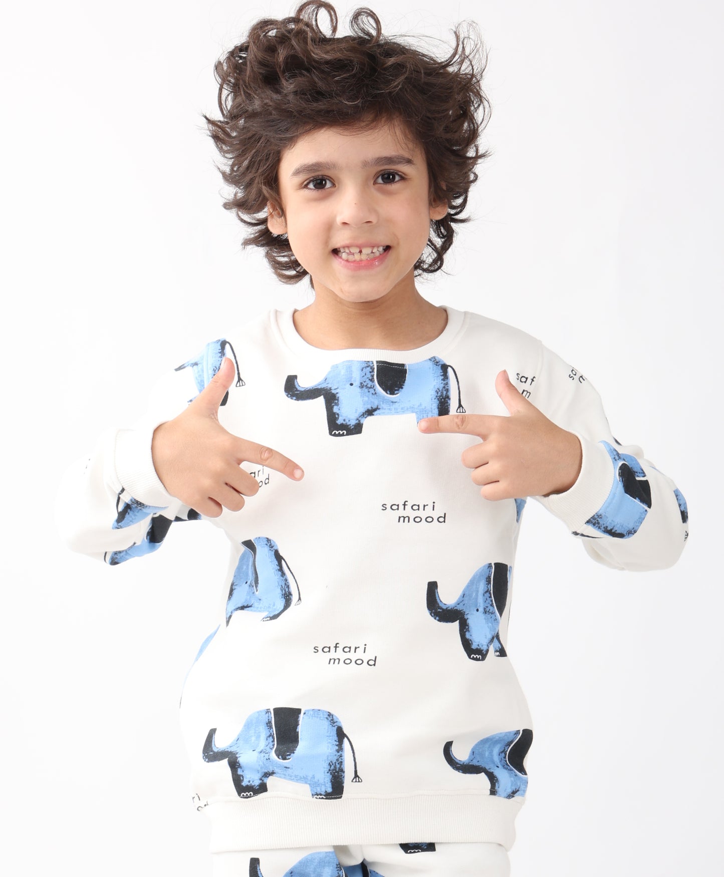 ELEPHANT SAFARI FLEECE SWEATSHIRT -OFF WHITE