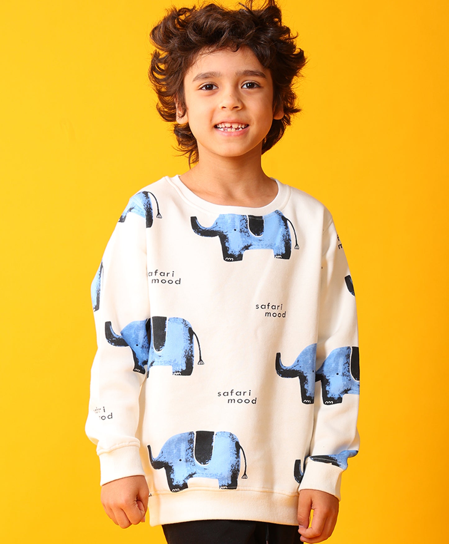 ELEPHANT SAFARI FLEECE SWEATSHIRT -OFF WHITE