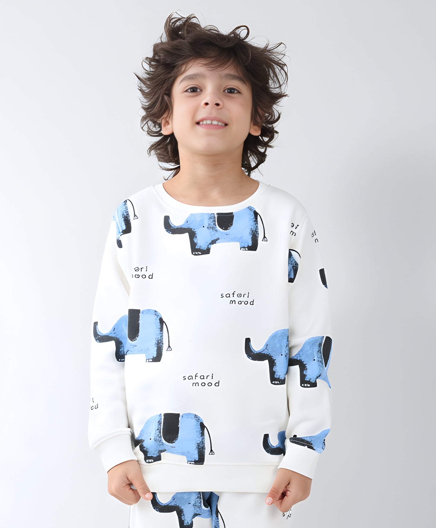 ELEPHANT SAFARI FLEECE SWEATSHIRT -OFF WHITE - Anthrilo 