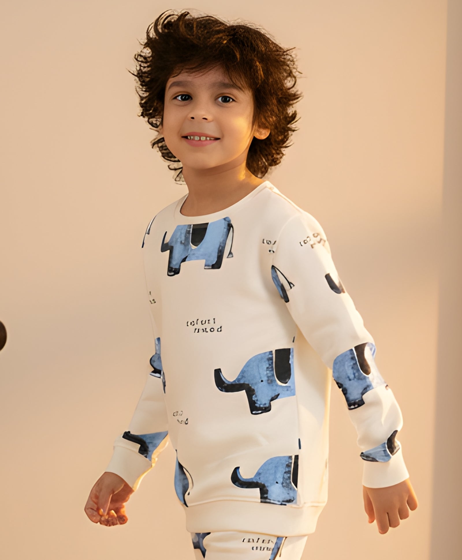 ELEPHANT SAFARI FLEECE SWEATSHIRT -OFF WHITE - Anthrilo 