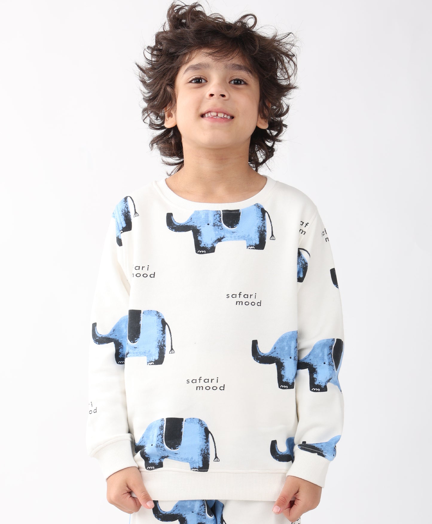 ELEPHANT SAFARI FLEECE SWEATSHIRT -OFF WHITE