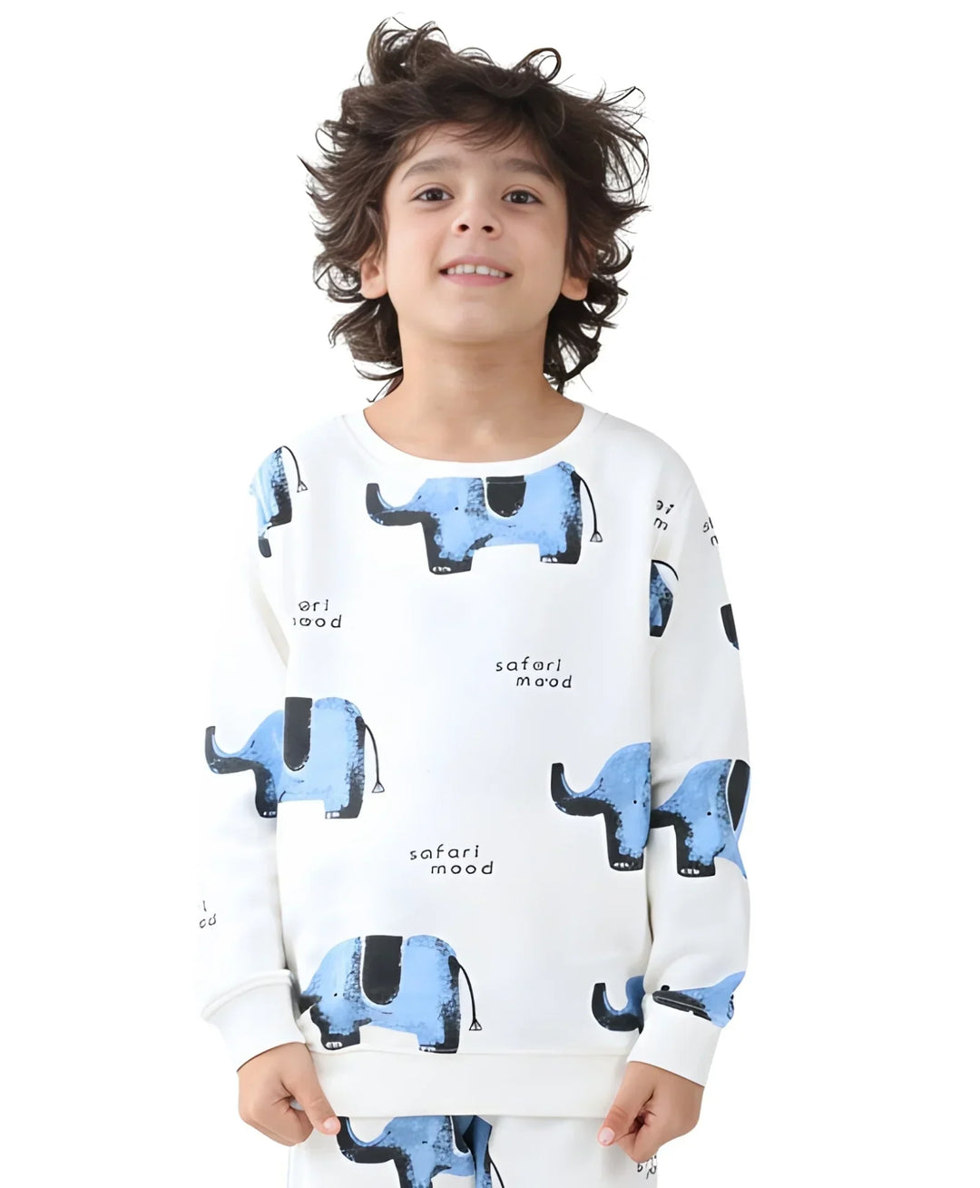 ELEPHANT SAFARI FLEECE SWEATSHIRT -OFF WHITE - Anthrilo 
