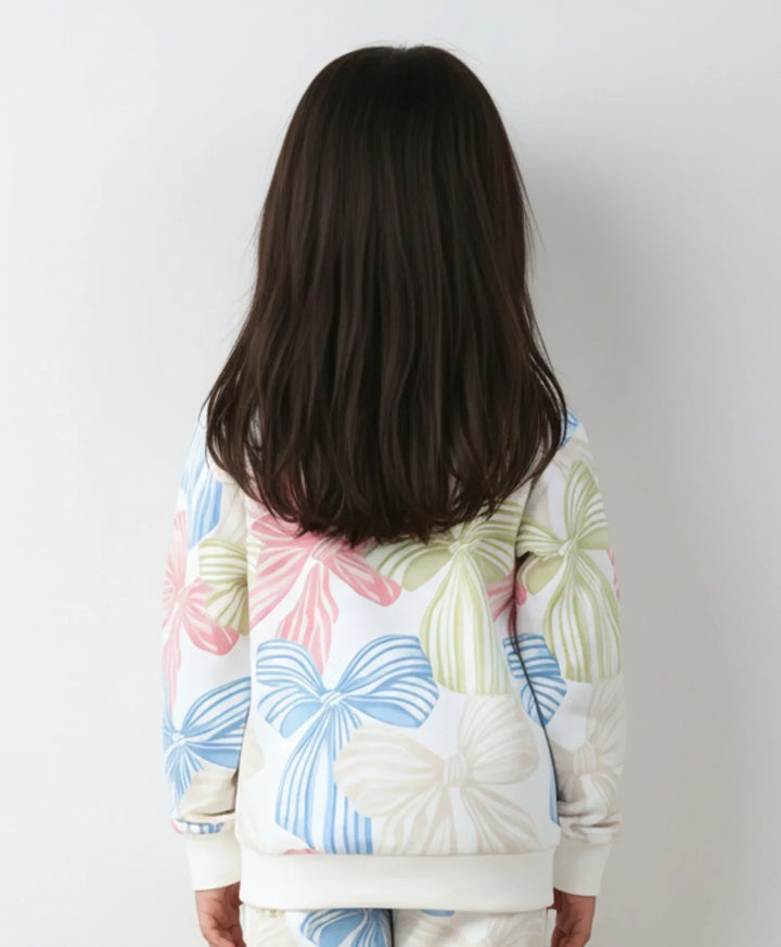 PAINTED BOW FLEECE GIRLS SWEATSHIRT - OFF WHITE - Anthrilo 