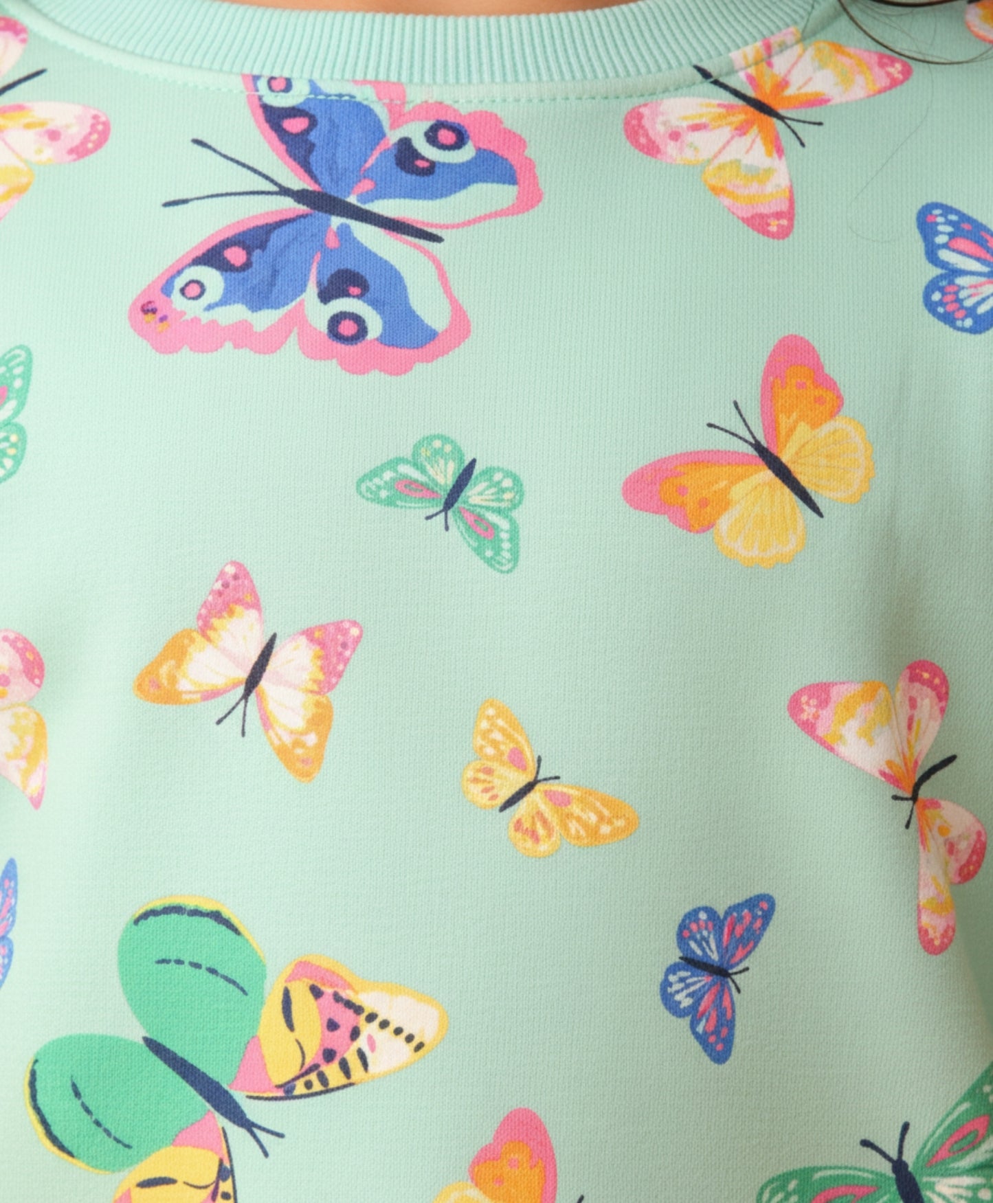 BUTTERFLY GREEN FLEECE GIRLS SWEATSHIRT - GREEN