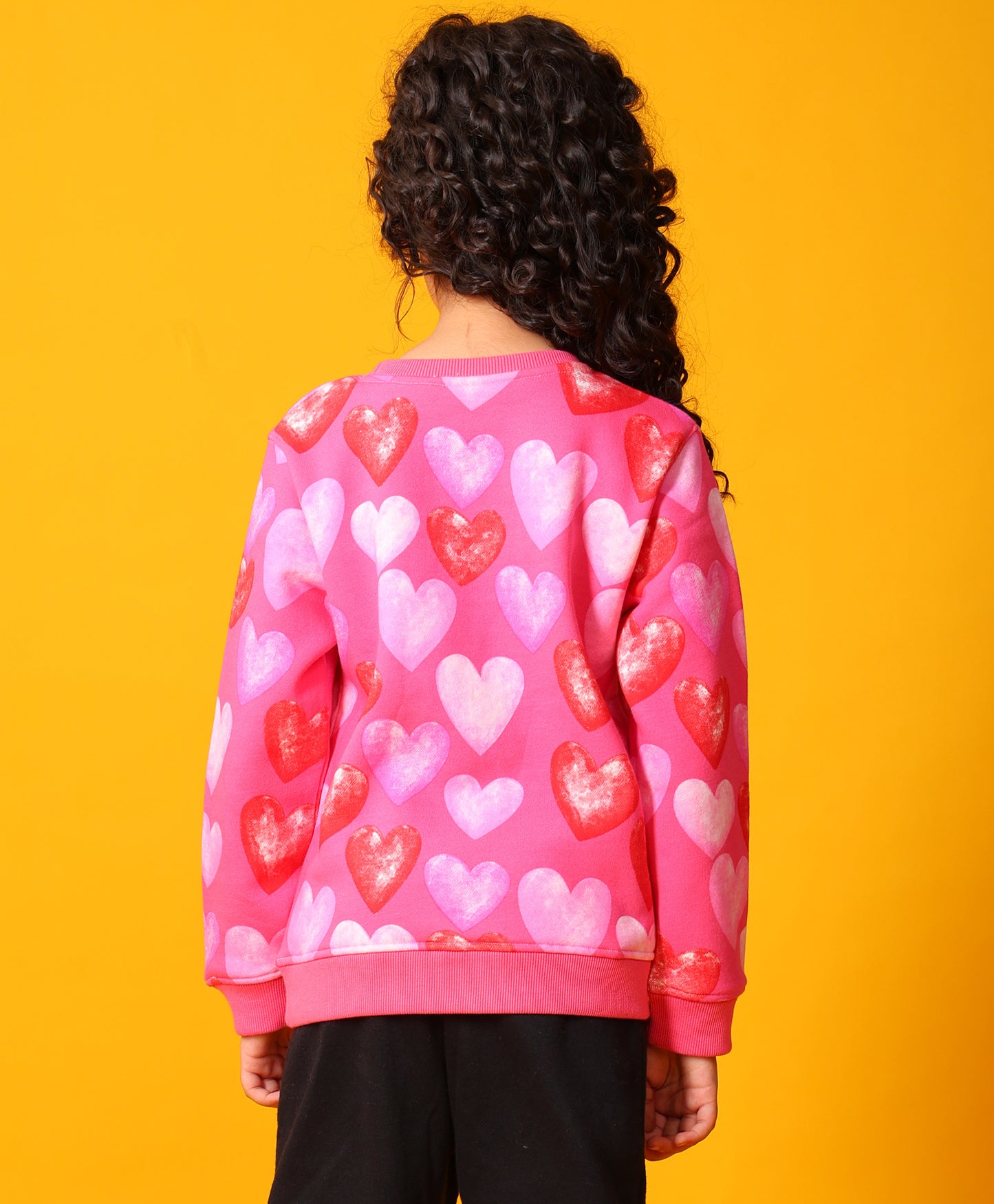 PINK HEARTS FLEECE GIRLS SWEATSHIRT - PINK
