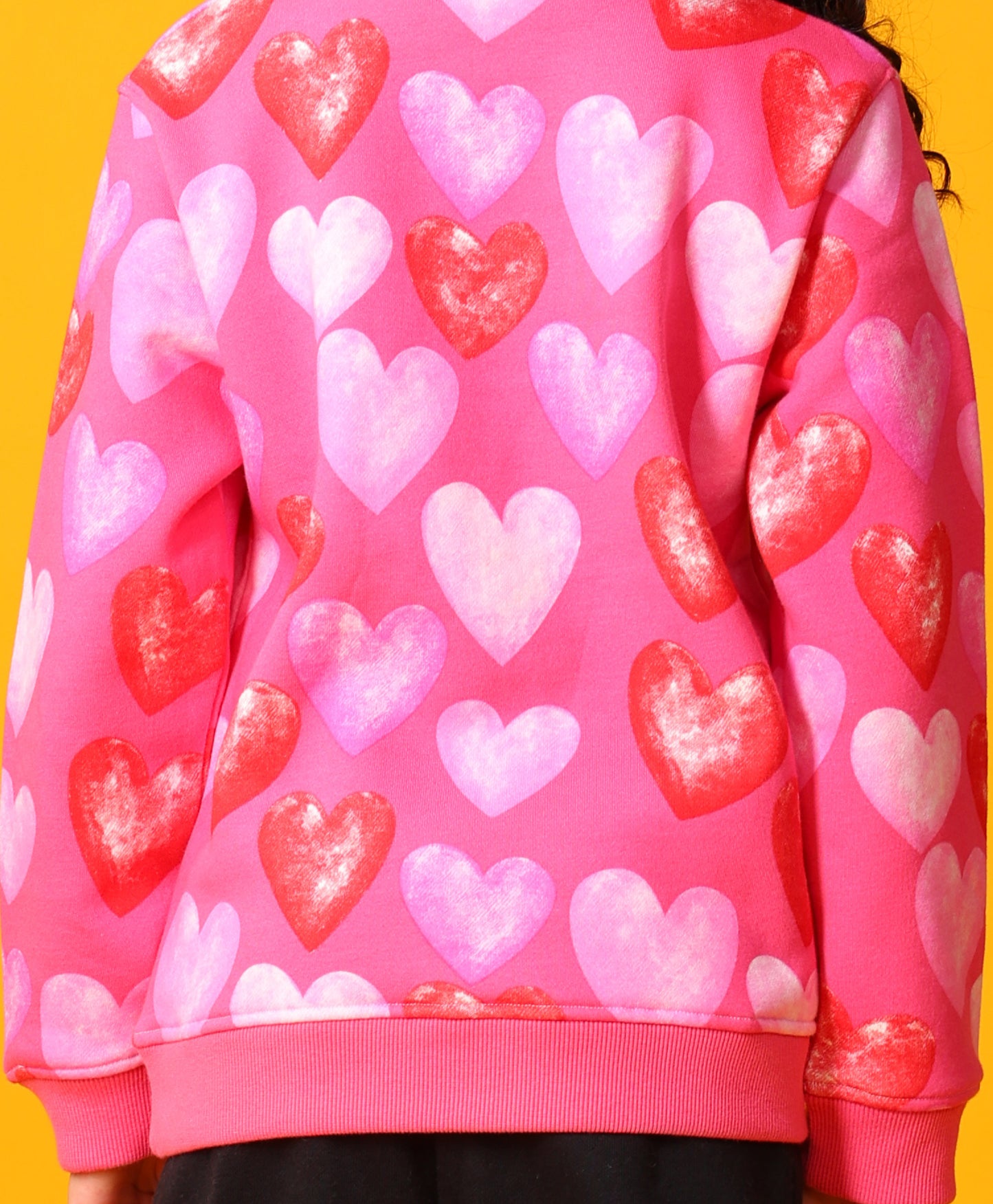 PINK HEARTS FLEECE GIRLS SWEATSHIRT - PINK