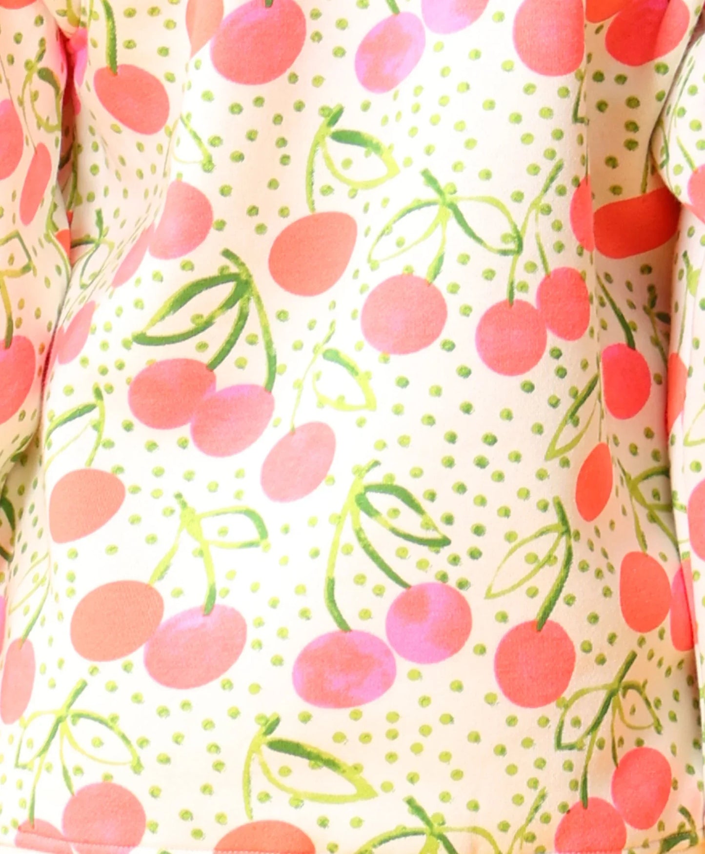 DOTTED CHERRY FLEECE GIRLS SWEATSHIRT - OFF WHITE