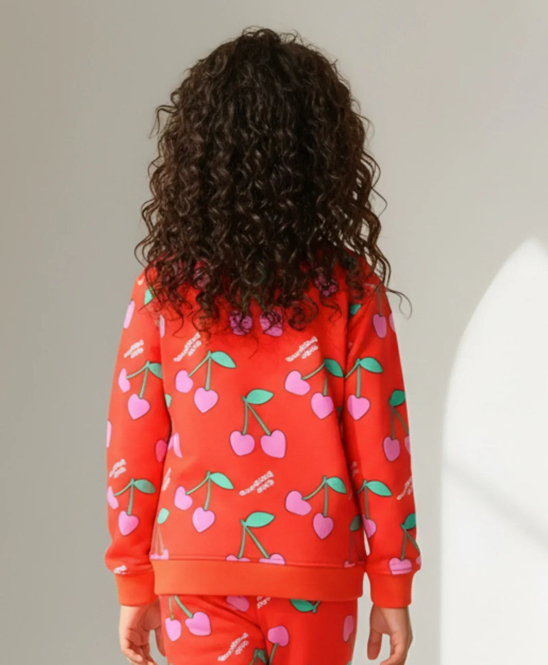 CHERRY RED FLEECE GIRLS SWEATSHIRT - RED - Anthrilo 