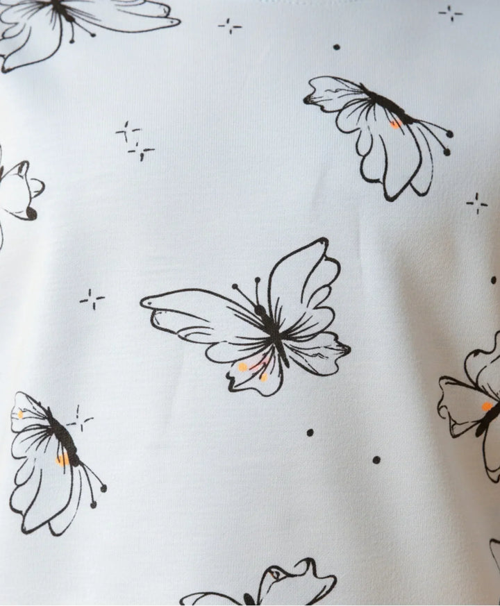 BLUE BUTTERFLY LONG SLEEVE GIRLS T-SHIRT - BLUE - Anthrilo 